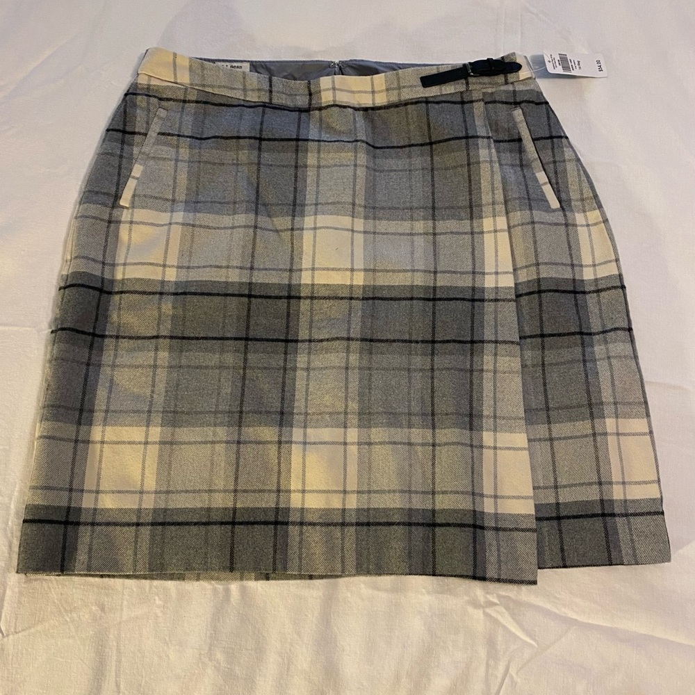 LL Bean soft flannel faux wrap skirt 14 NWT